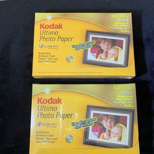 Lot of 2: Kodak Ultima 4x6 Photo Paper, 100 Sheets each, Satin Inkjet NEW SEALED